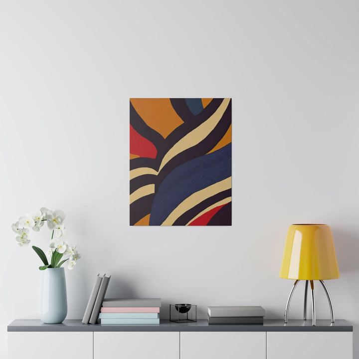 Wall Decor - Giclee Poster Art Print - Brown Red Blue Colorblock Lines