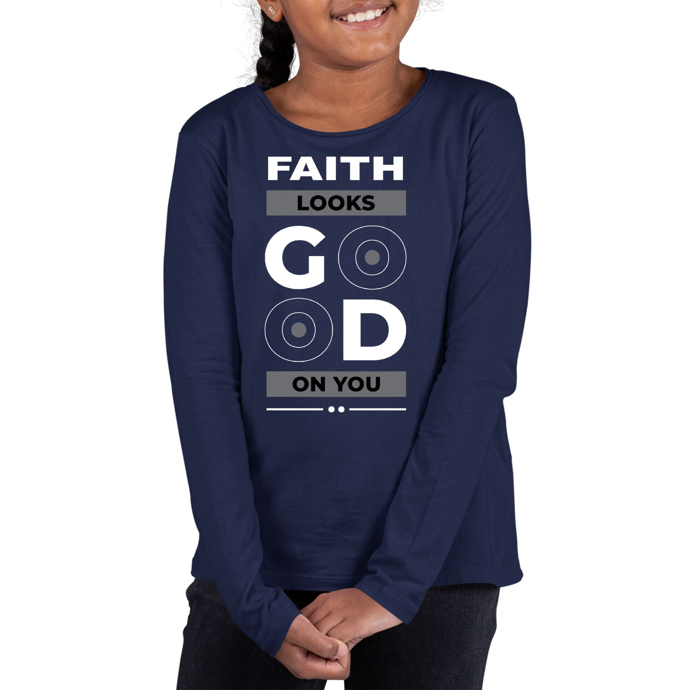 Girls Graphic T-shirt Faith Looks Good On You - Girls | T-Shirts | Long Sleeves