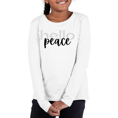 Girls Graphic T-shirt Hello Peace Motivational Peaceful Aspiration - Girls