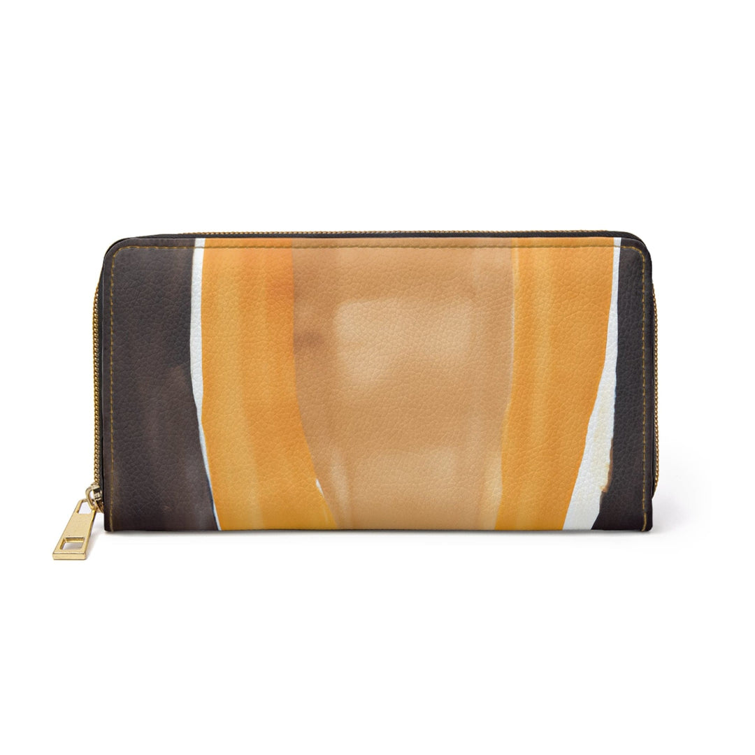 Golden Yellow Brown Abstract Pattern Womens Zipper Wallet Clutch Purse - Bags