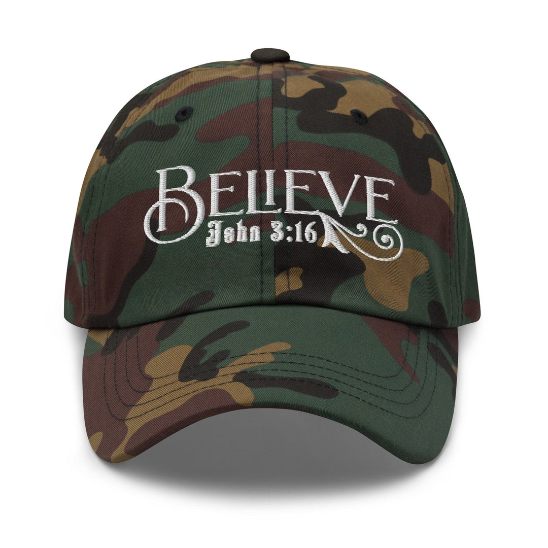 Embroidered Baseball Dad Cap Believe - John 3:16 - Unisex | Baseball Caps