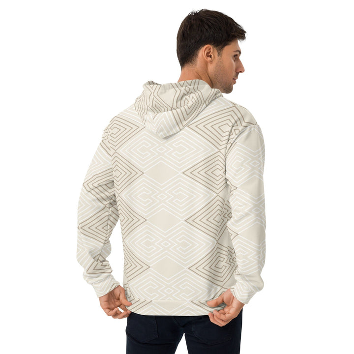 Mens Graphic Hoodie Beige Brown Aztec Geometric Lines - Mens | Hoodies | AOP