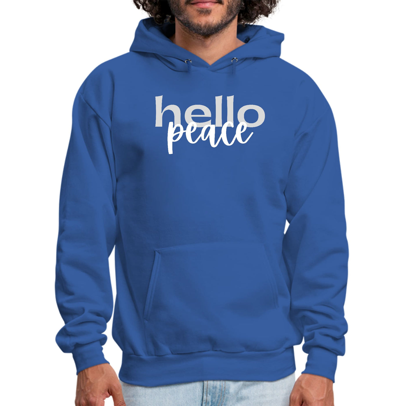 Graphic Hoodie Hello Peace Motivational Peaceful Aspiration - Grey/ Unisex