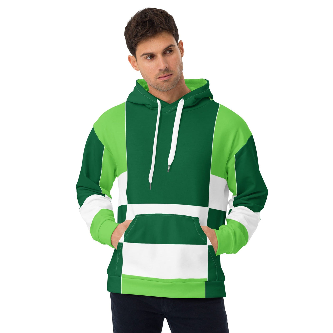Mens Graphic Hoodie Lime Forest Irish Green Colorblock - Mens | Hoodies | AOP