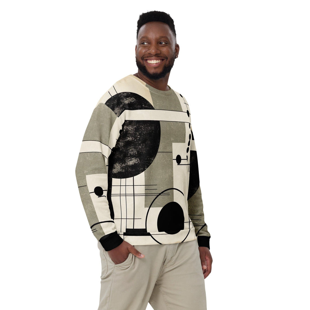 Graphic Sweatshirt for Men Abstract Black Beige Brown Geometric - Mens