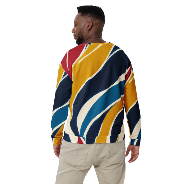 Graphic Sweatshirt for Men - Abstract Multicolor Swirl Line Pattern
