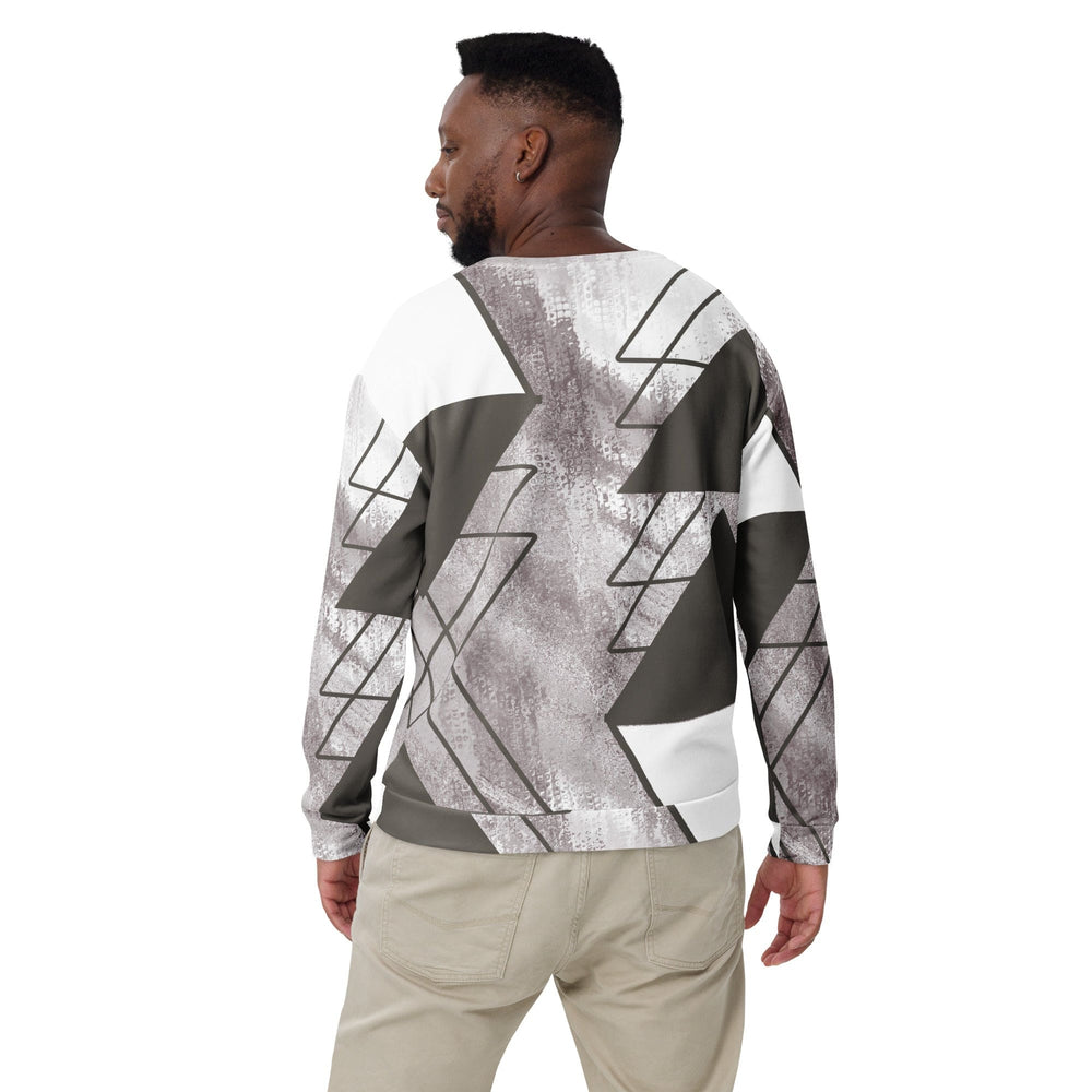 Graphic Sweatshirt for Men Ash Grey and White Triangular Colorblock - Mens