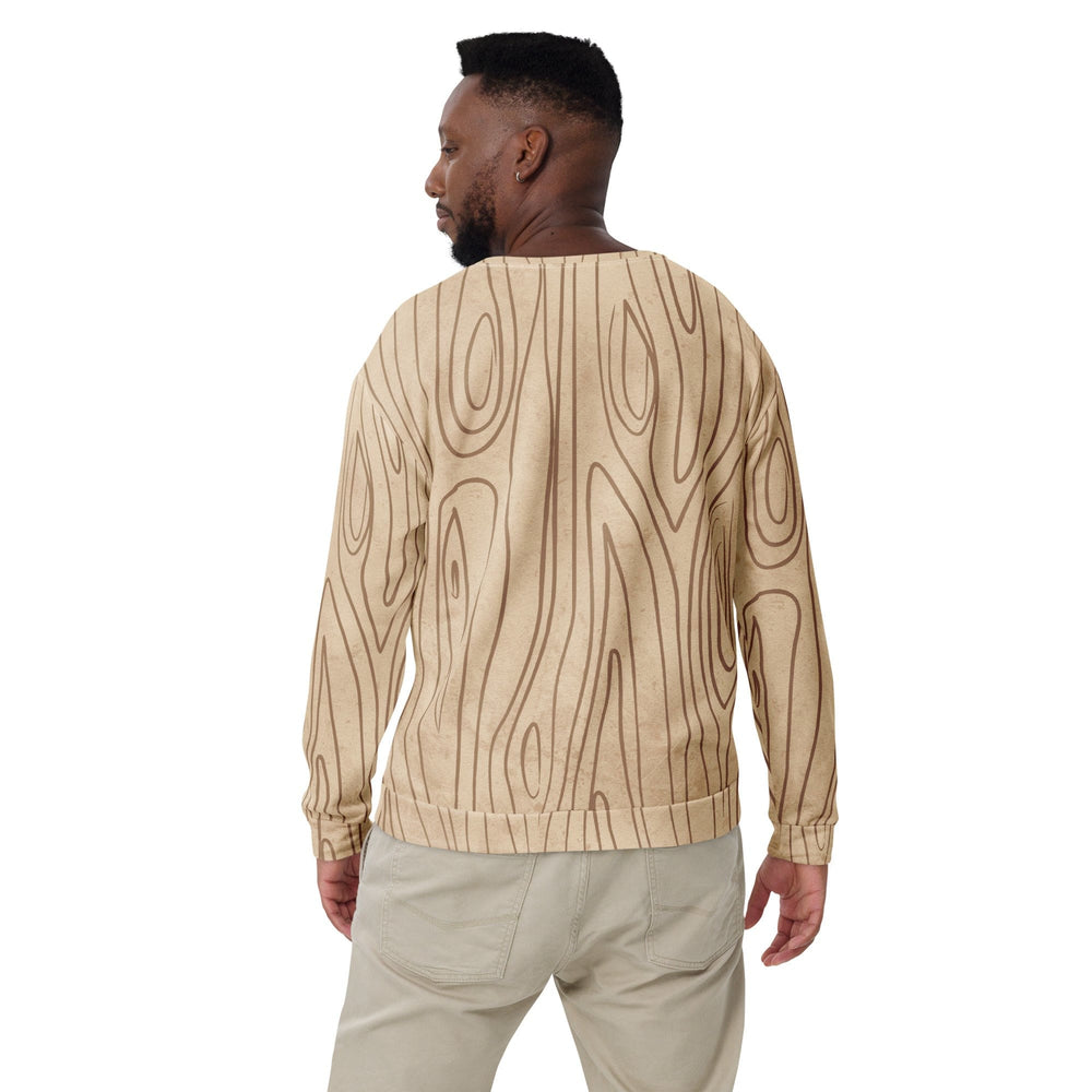 Graphic Sweatshirt for Men - Beige Brown Tree Sketch Lines