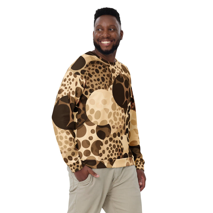 Graphic Sweatshirt for Men Beige Brown Spotted Print - Mens | Sweatshirts | AOP