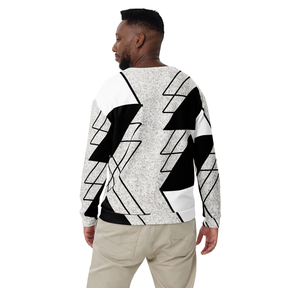 Graphic Sweatshirt for Men Black and White Ash Grey Triangular - Mens