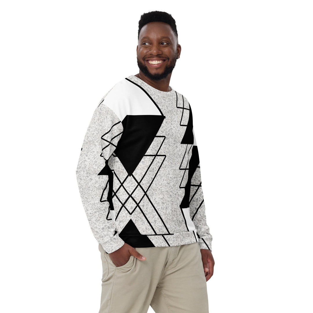 Graphic Sweatshirt for Men Black and White Ash Grey Triangular - Mens