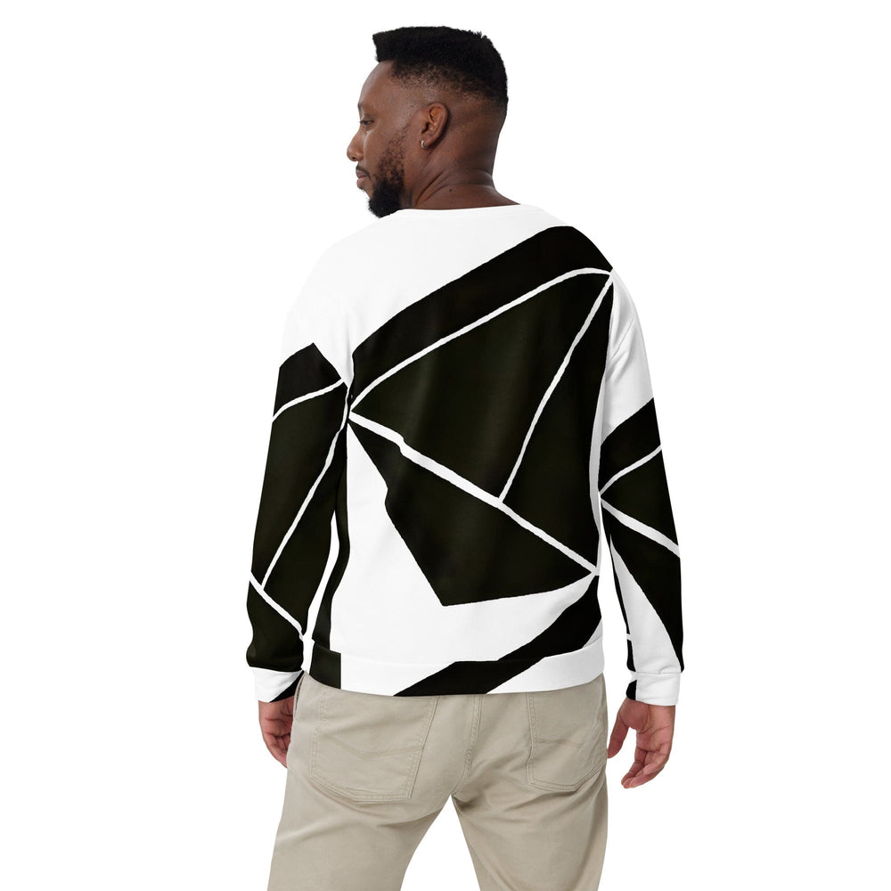 Graphic Sweatshirt for Men Black and White Geometric Pattern - Mens