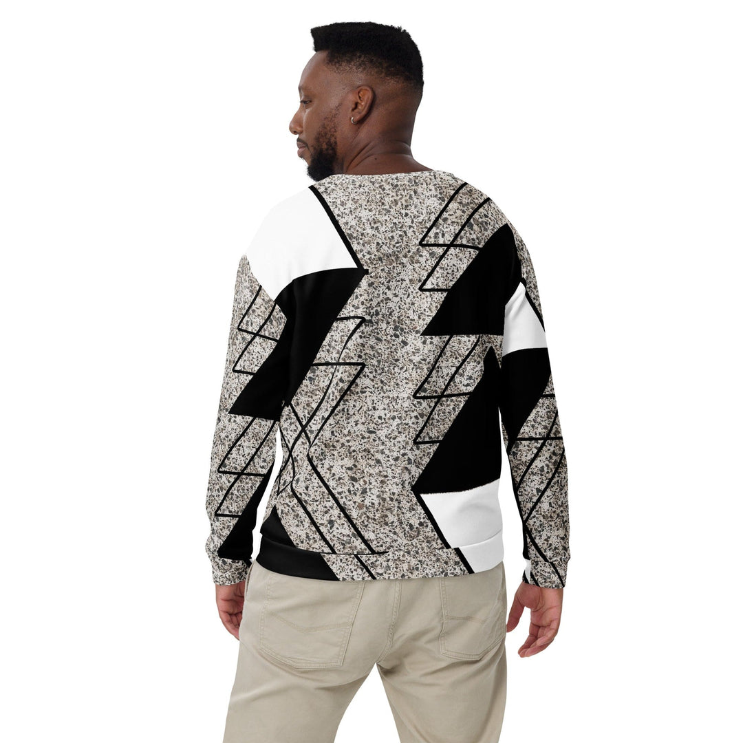 Graphic Sweatshirt for Men - Black and White Triangular Colorblock