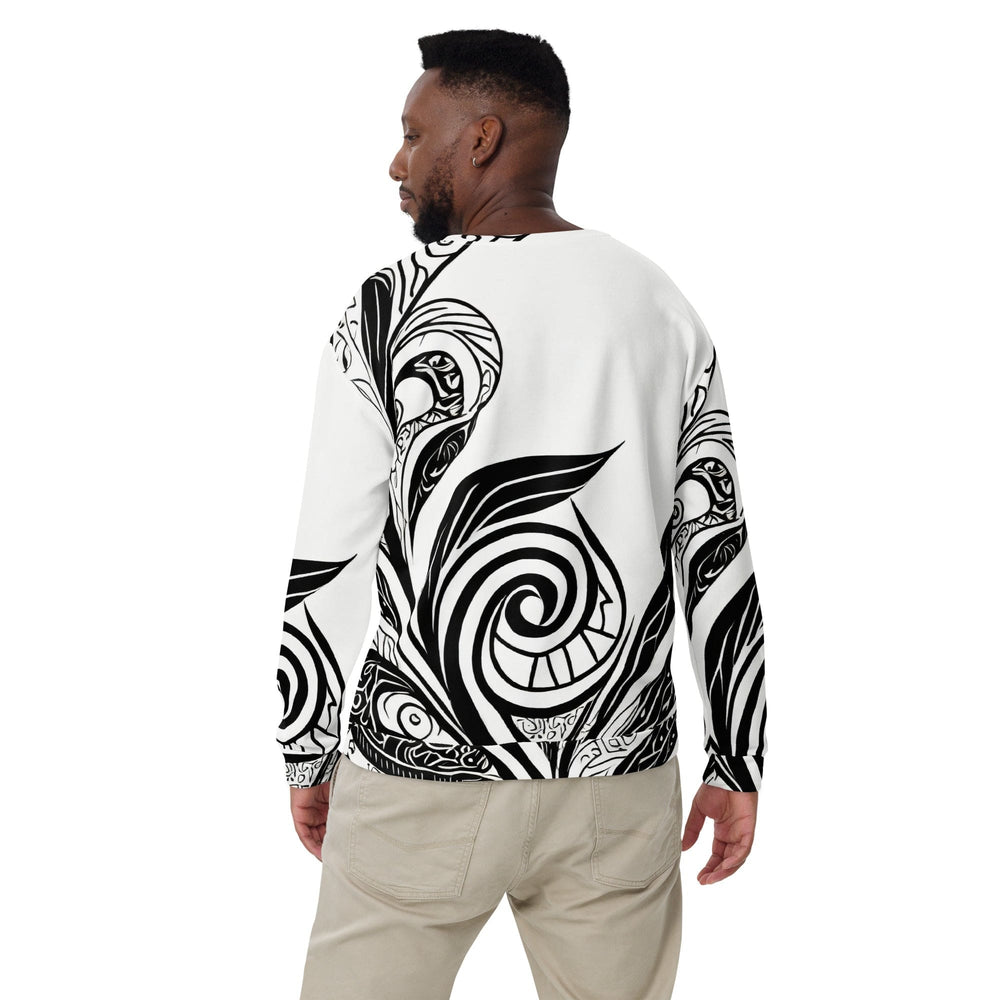 Graphic Sweatshirt for Men - Black Floral Lines - Mens/Sweatshirts/AOP