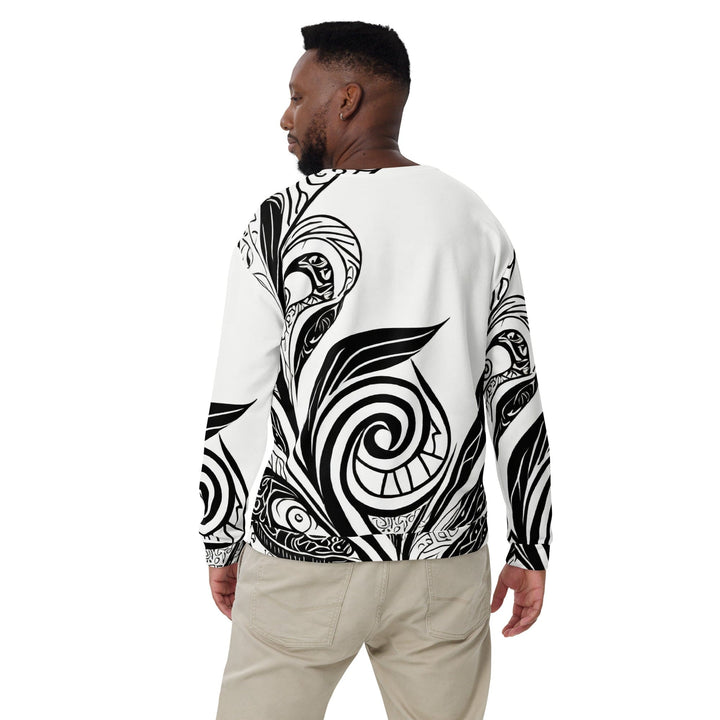 Graphic Sweatshirt for Men - Black Floral Lines - Mens/Sweatshirts/AOP
