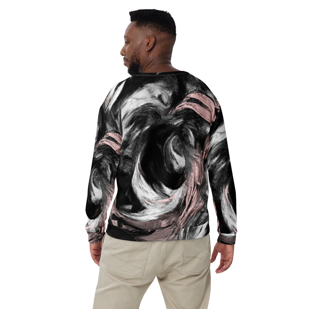 Graphic Sweatshirt for Men Black Pink White Abstract Pattern - Mens