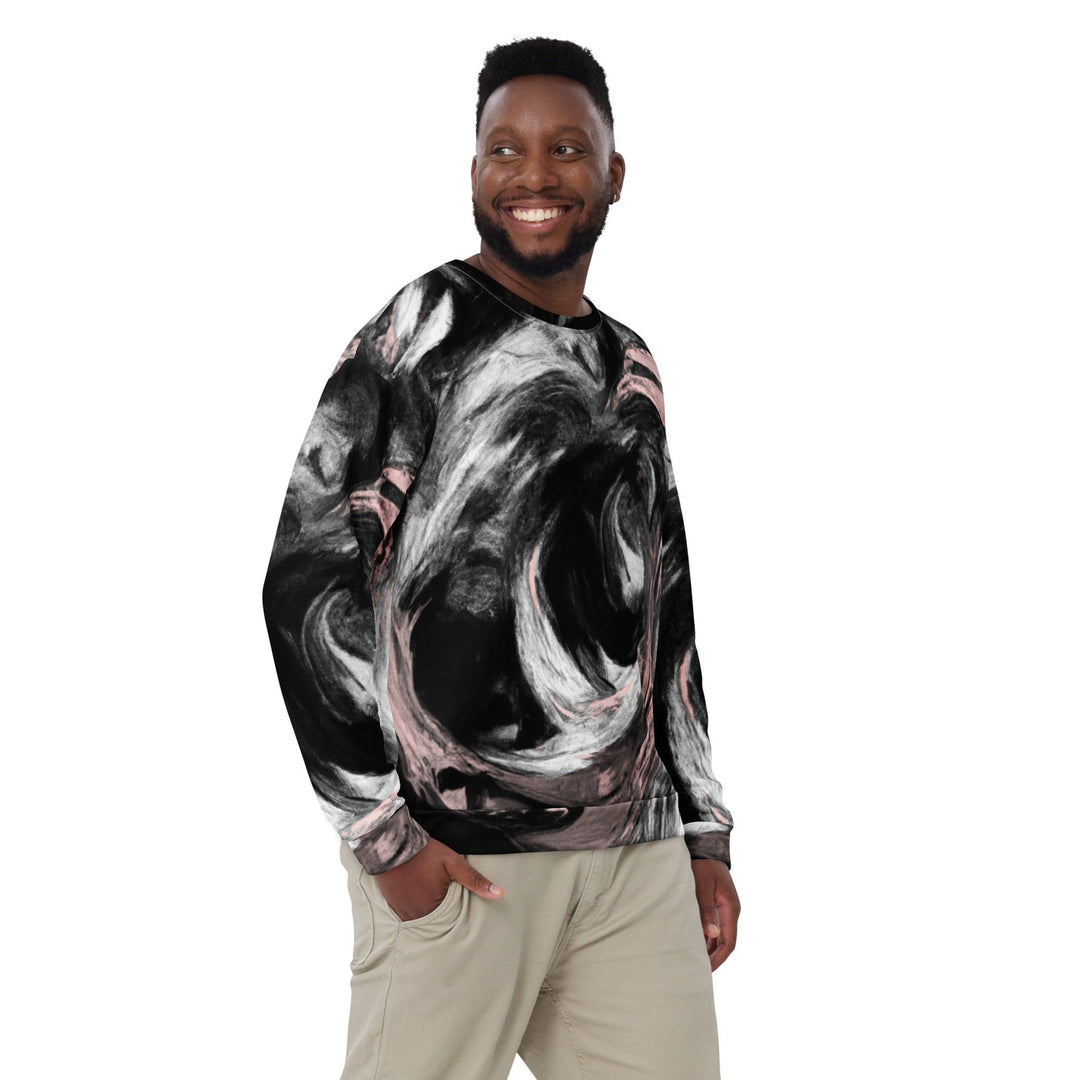 Graphic Sweatshirt for Men Black Pink White Abstract Pattern - Mens