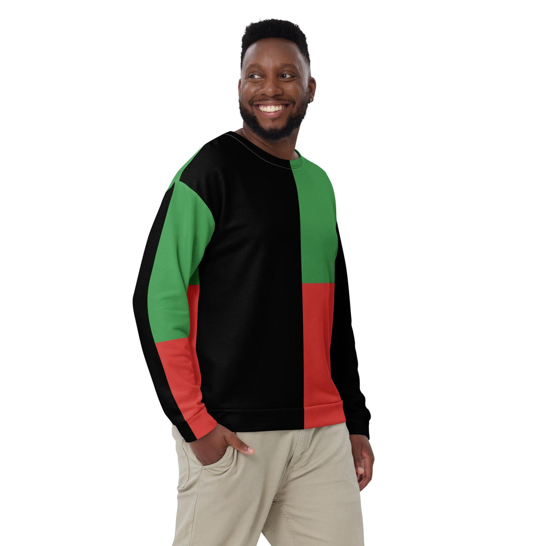 Graphic Sweatshirt for Men Black Red Green Stripped 2 - Mens | Sweatshirts | AOP