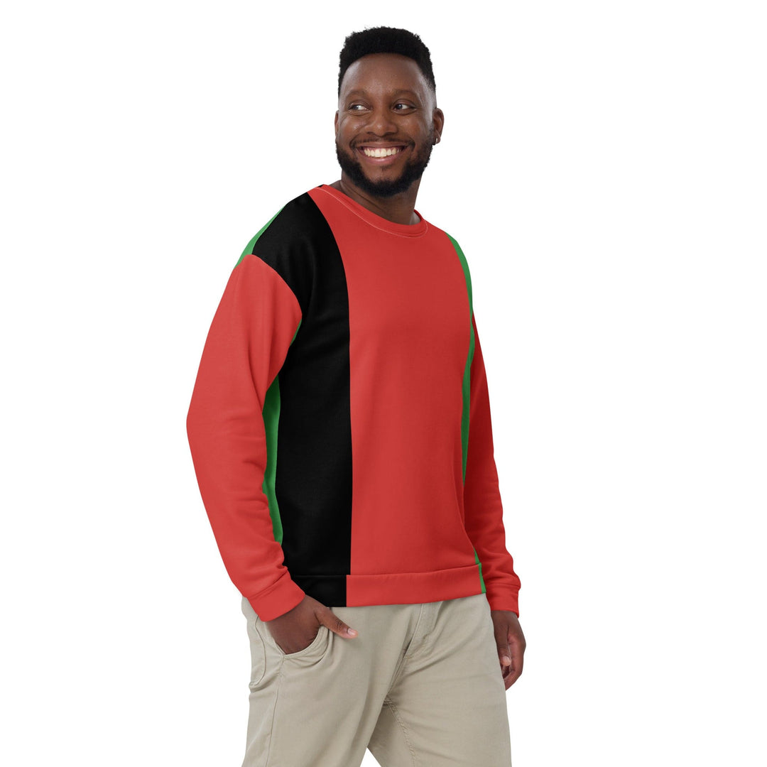 Graphic Sweatshirt for Men Black Red Green Stripped - Mens | Sweatshirts | AOP