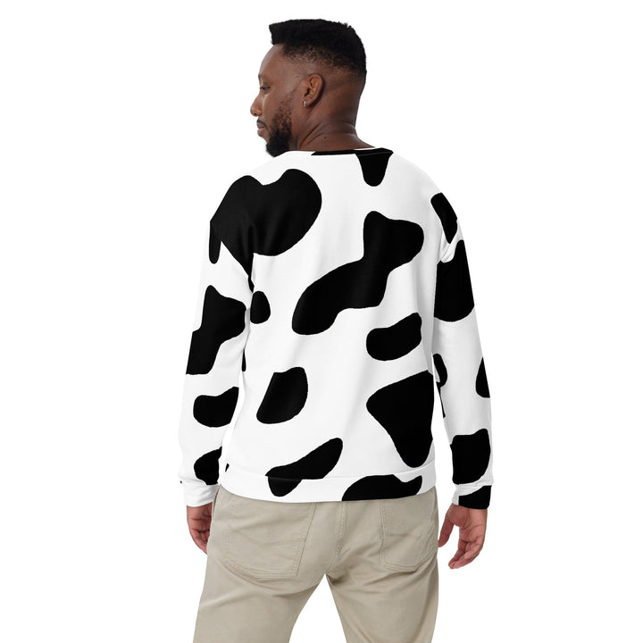 Graphic Sweatshirt for Men Black White Cow Print - Mens | Sweatshirts | AOP