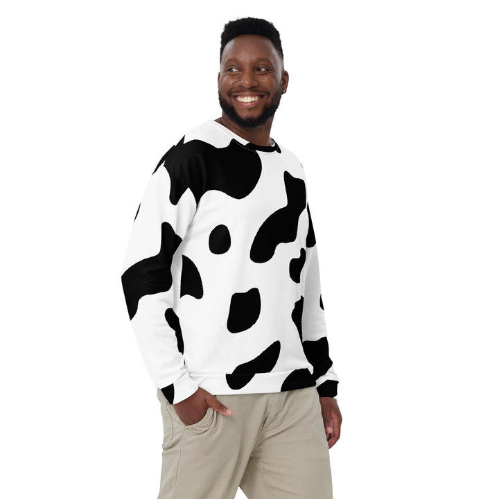 Graphic Sweatshirt for Men Black White Cow Print - Mens | Sweatshirts | AOP