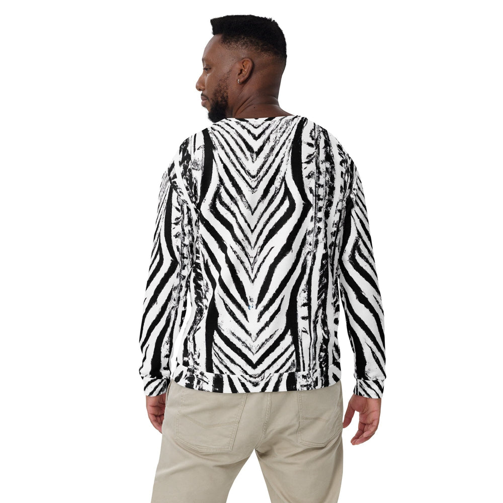 Graphic Sweatshirt for Men Black White Native Print - Mens | Sweatshirts | AOP