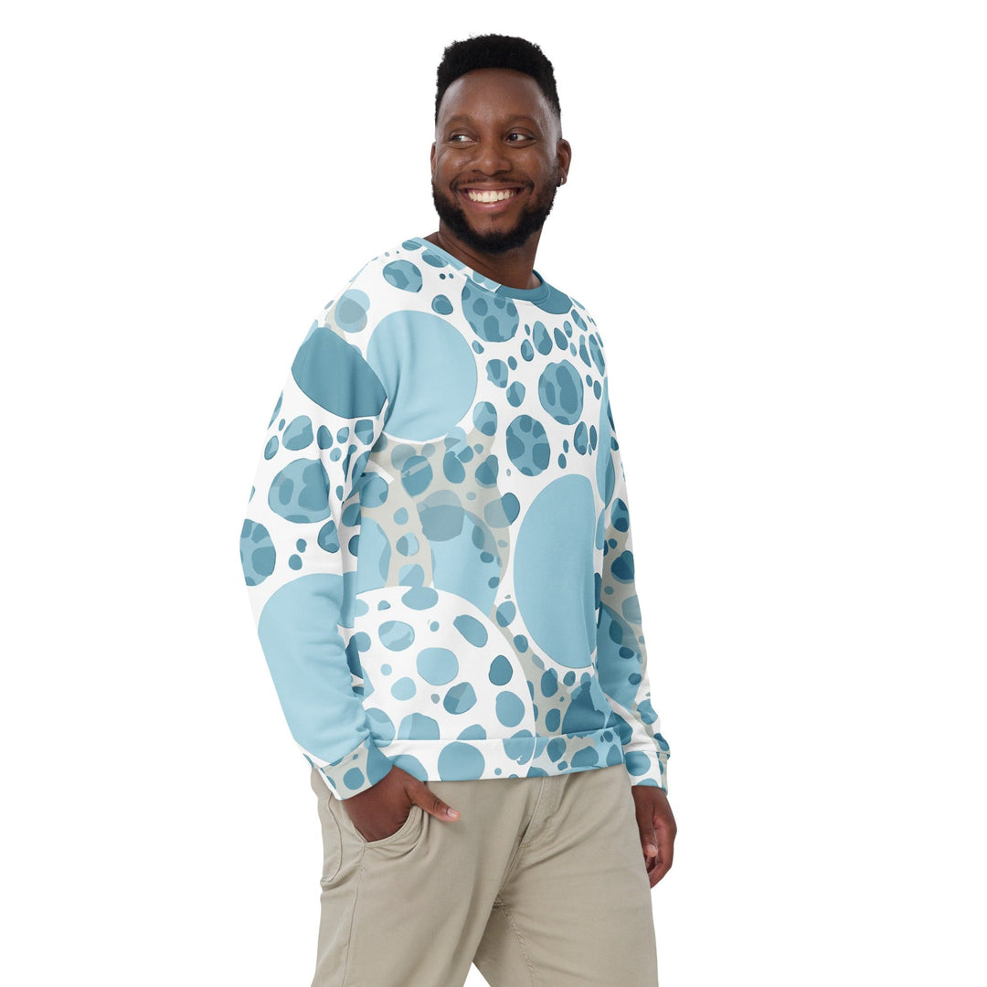 Graphic Sweatshirt for Men Blue and White Circular Spotted - Mens | Sweatshirts