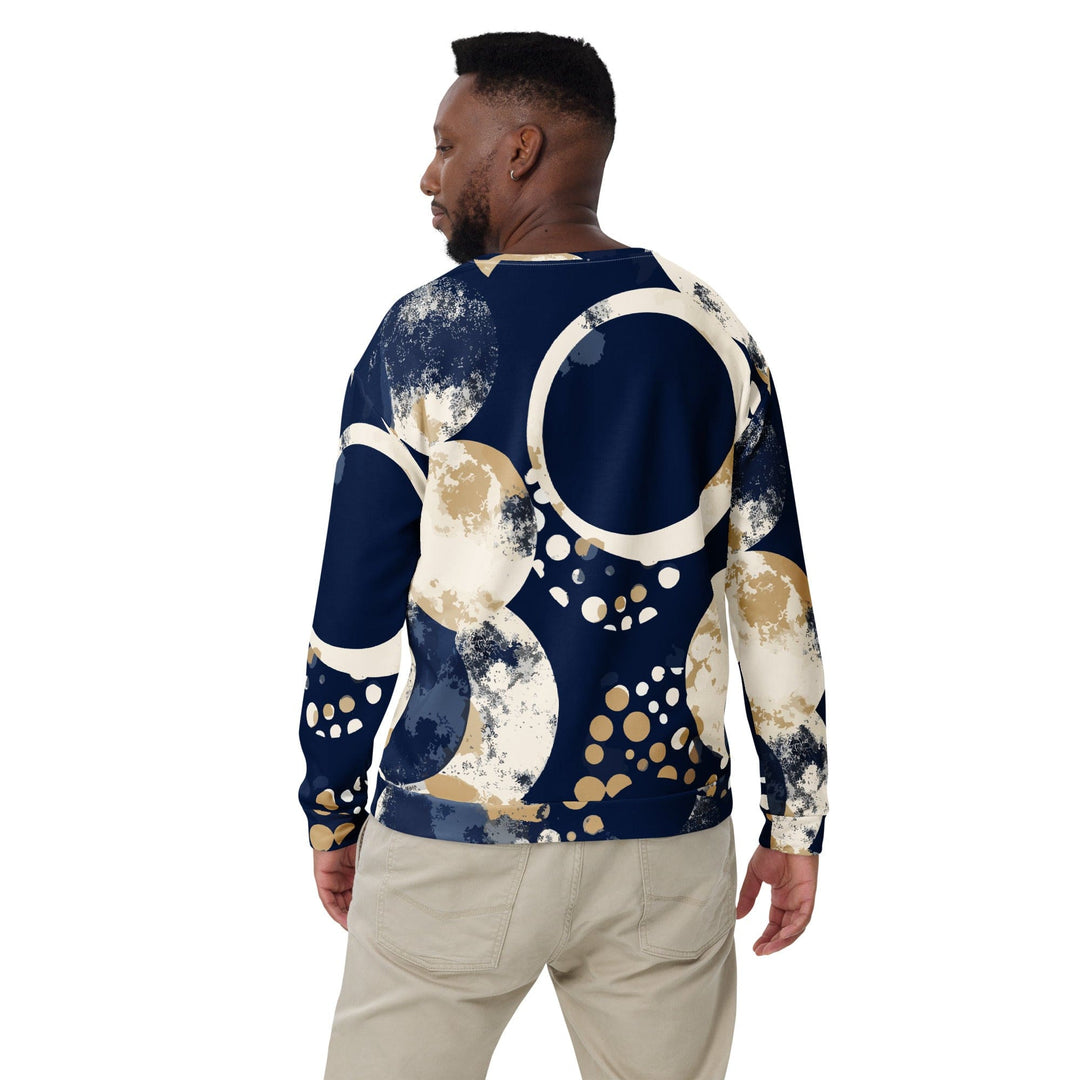 Graphic Sweatshirt for Men Blue Beige Spotted Print - Mens | Sweatshirts | AOP