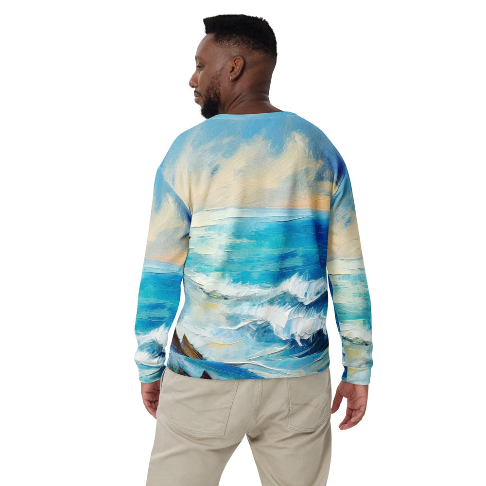 Graphic Sweatshirt for Men Blue Ocean Print - Mens | Sweatshirts | AOP