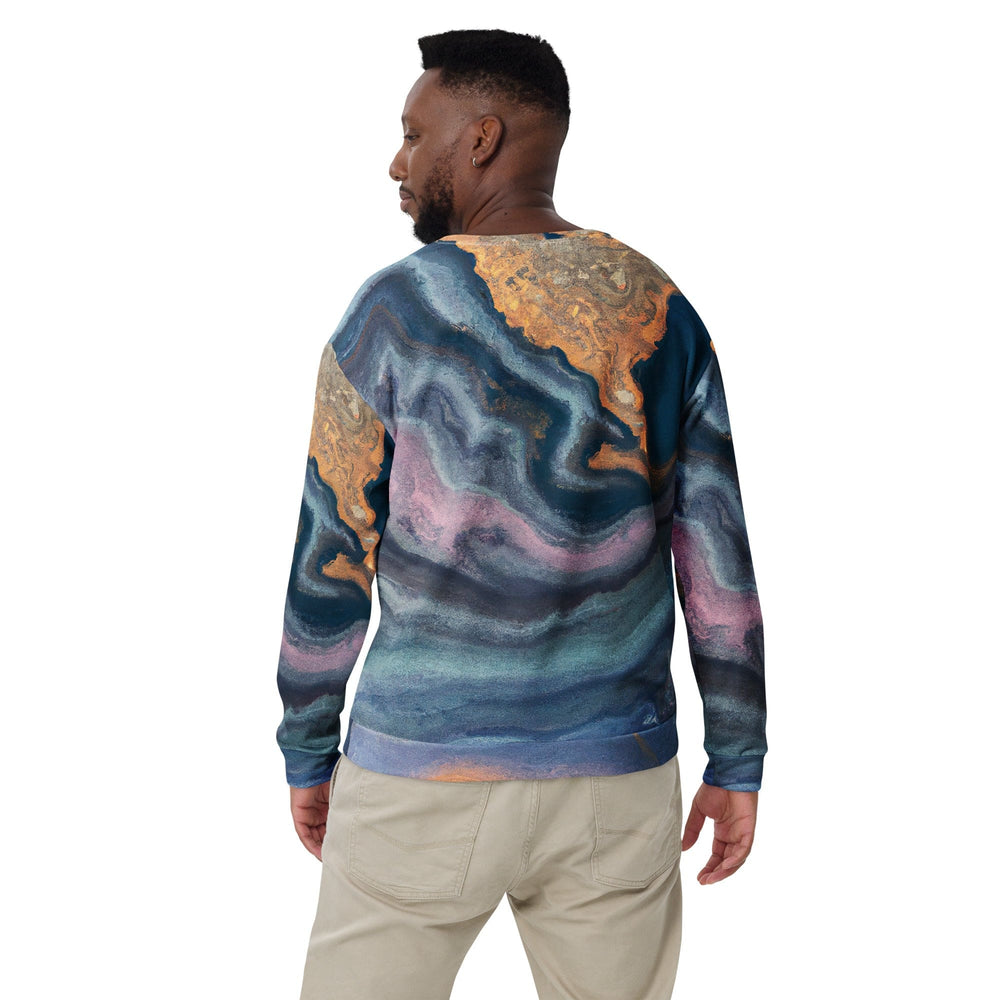 Graphic Sweatshirt for Men Blue Pink Marble Swirl Print - Mens | Sweatshirts