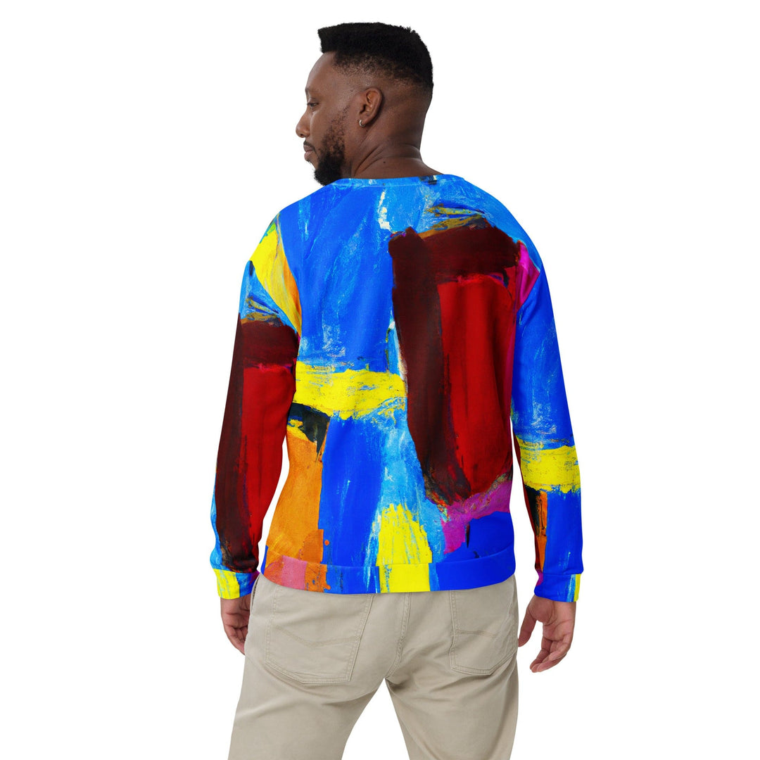 Graphic Sweatshirt for Men Blue Red Abstract Pattern - Mens | Sweatshirts | AOP