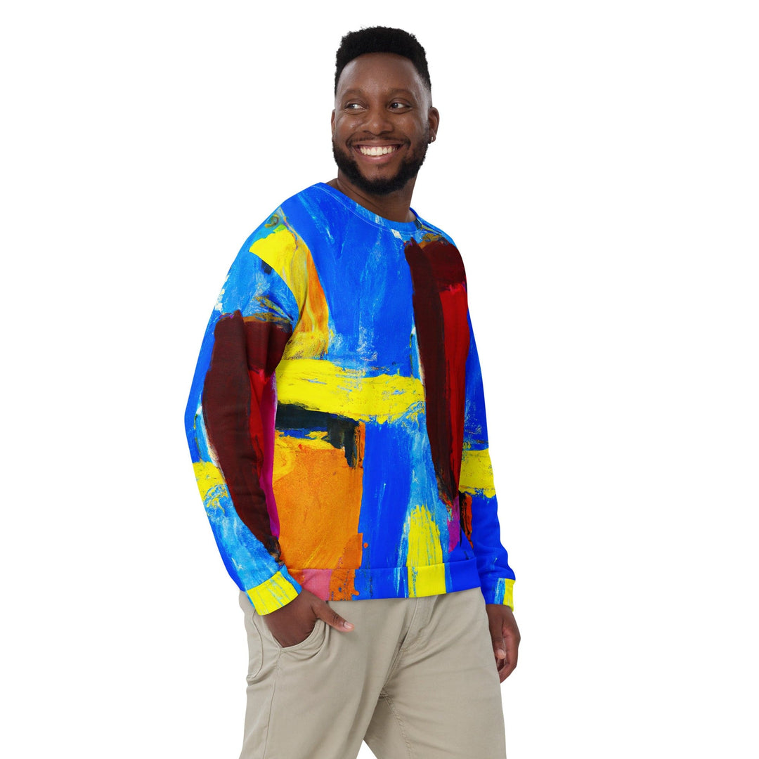 Graphic Sweatshirt for Men Blue Red Abstract Pattern - Mens | Sweatshirts | AOP