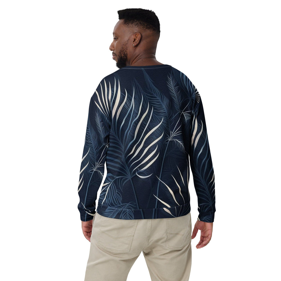 Graphic Sweatshirt for Men Blue White Palm Leaves - Mens | Sweatshirts | AOP