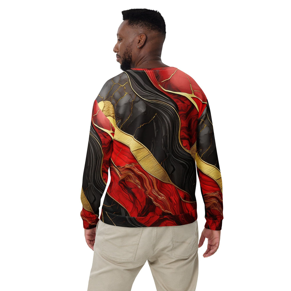 Graphic Sweatshirt for Men Bold Red Gold Tones Print - Mens | Sweatshirts | AOP