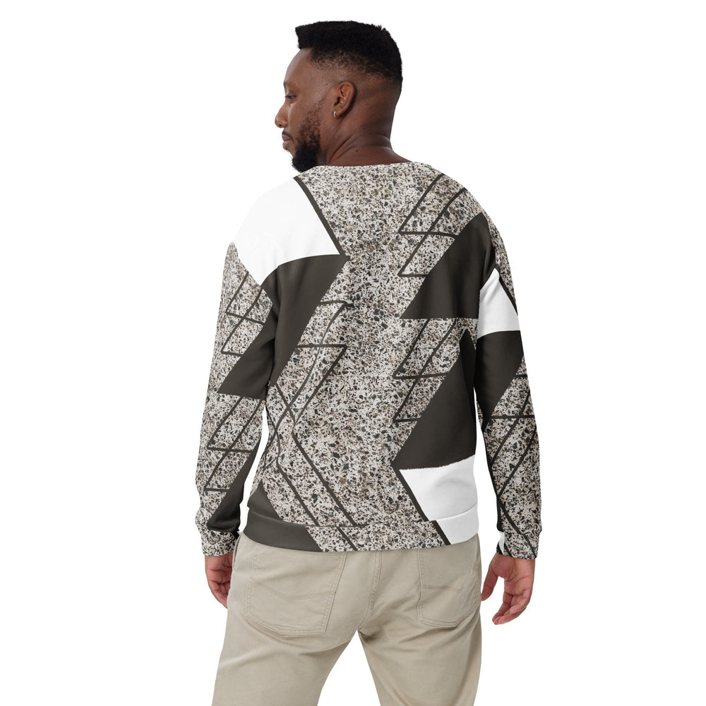 Graphic Sweatshirt for Men Brown and White Triangular Colorblock - Mens