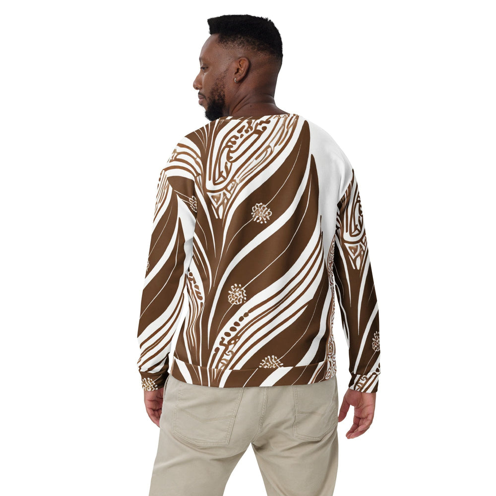 Graphic Sweatshirt for Men - Brown Floral Lines - Mens/Sweatshirts/AOP