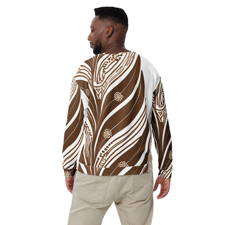 Graphic Sweatshirt for Men - Brown Floral Lines - Mens/Sweatshirts/AOP