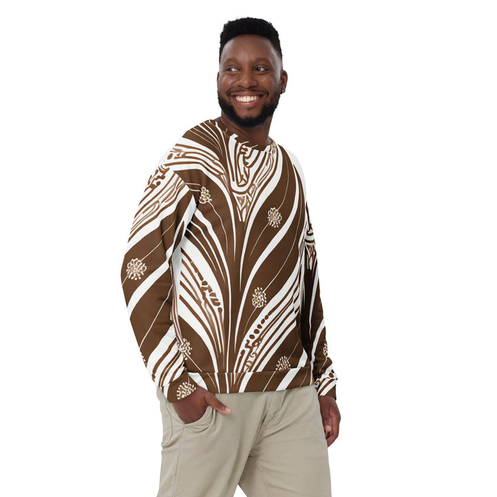 Graphic Sweatshirt for Men - Brown Floral Lines - Mens/Sweatshirts/AOP