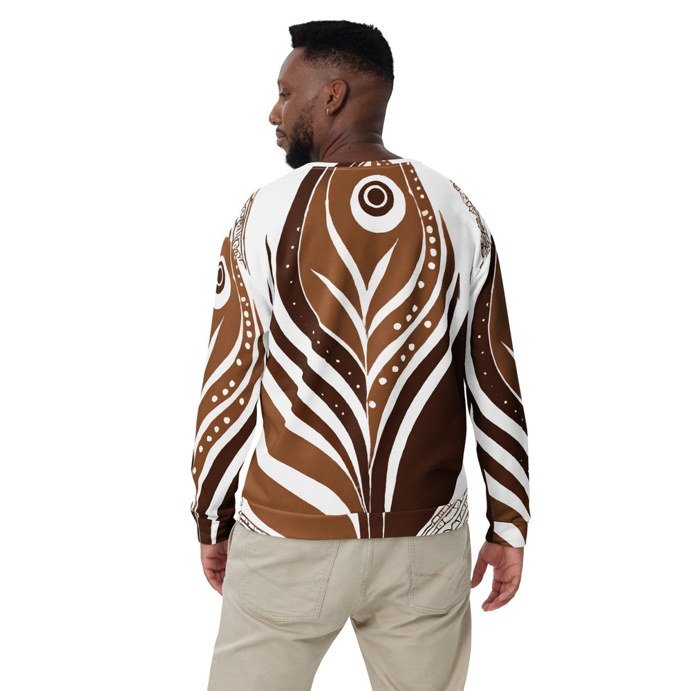 Graphic Sweatshirt for Men - Brown Floral Lines 3 - Mens/Sweatshirts/AOP