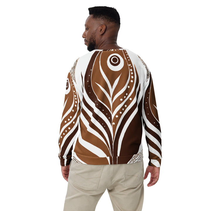 Graphic Sweatshirt for Men - Brown Floral Lines 3 - Mens/Sweatshirts/AOP