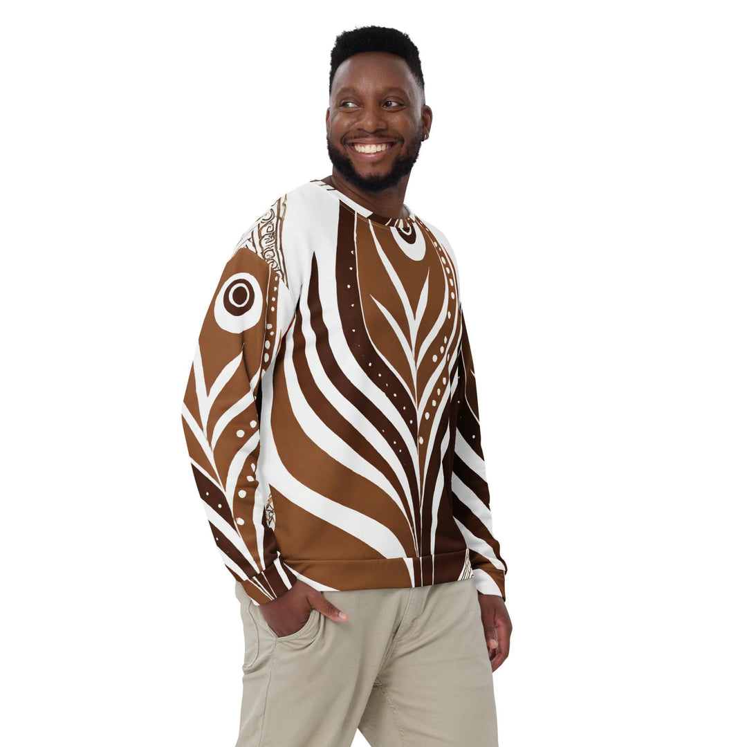 Graphic Sweatshirt for Men - Brown Floral Lines 3 - Mens/Sweatshirts/AOP