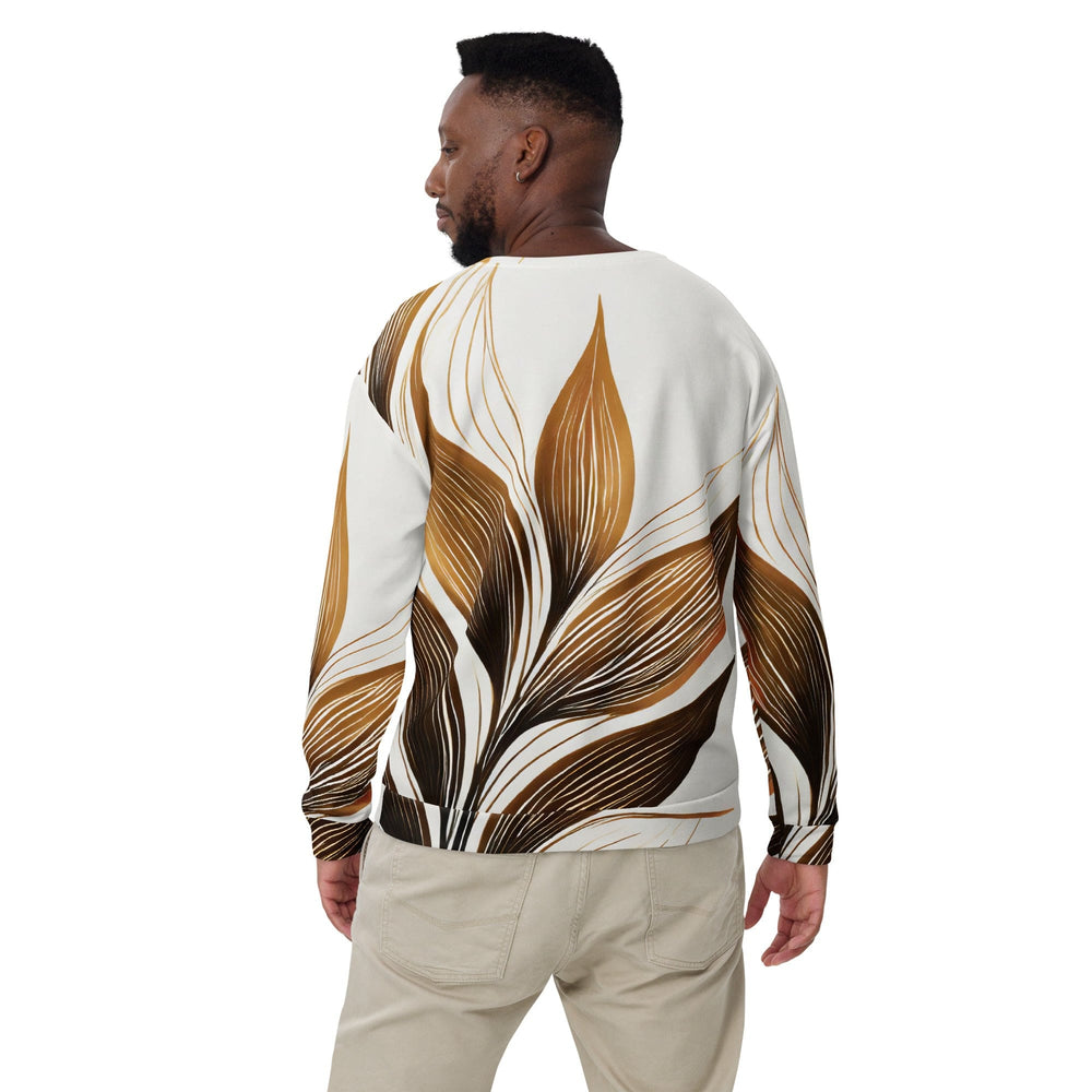 Graphic Sweatshirt for Men - Brown Floral Lines - Mens/Sweatshirts/AOP