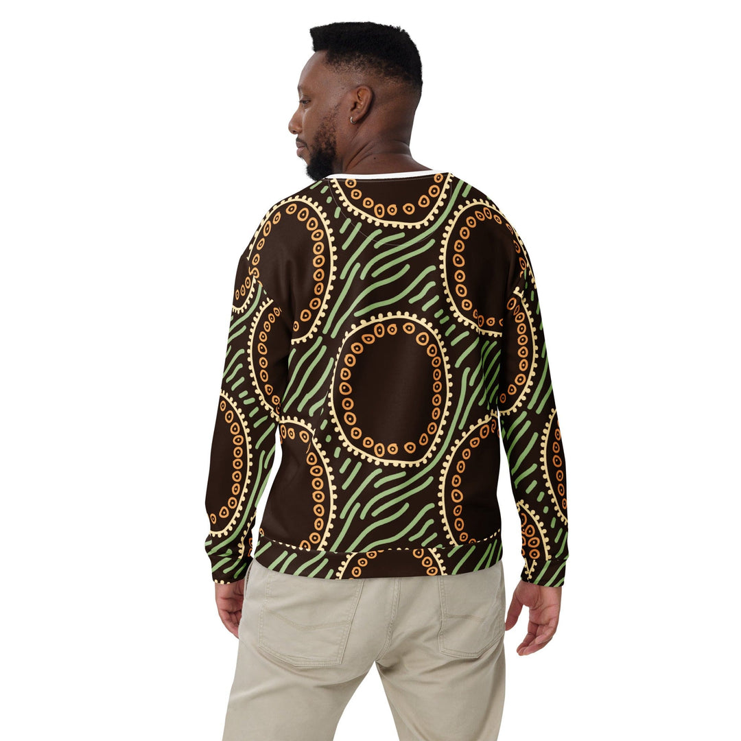 Graphic Sweatshirt for Men Brown Green Geometric Lines - Mens | Sweatshirts