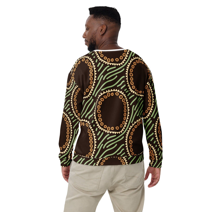 Graphic Sweatshirt for Men Brown Green Geometric Lines - Mens | Sweatshirts