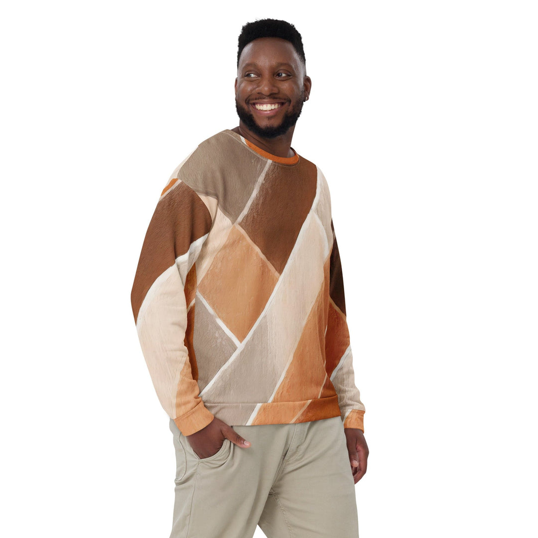 Graphic Sweatshirt for Men Brown Rustic Watercolors Print - Mens | Sweatshirts