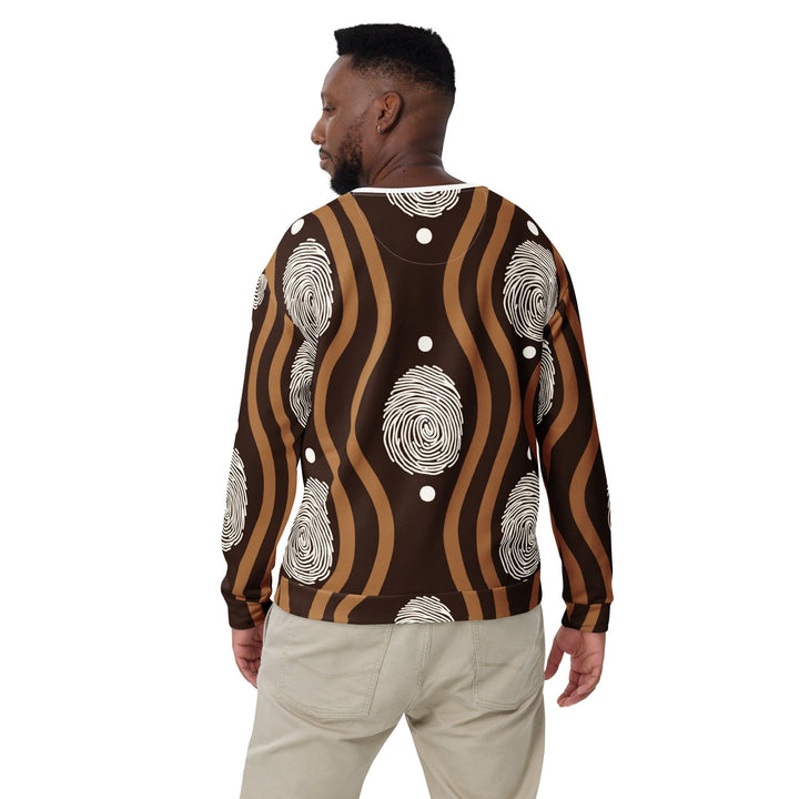 Graphic Sweatshirt for Men Brown White Geometric Lines - Mens | Sweatshirts