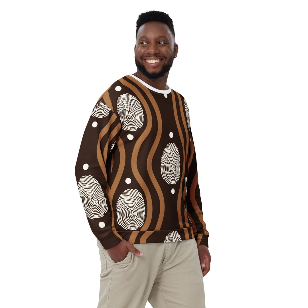 Graphic Sweatshirt for Men Brown White Geometric Lines - Mens | Sweatshirts