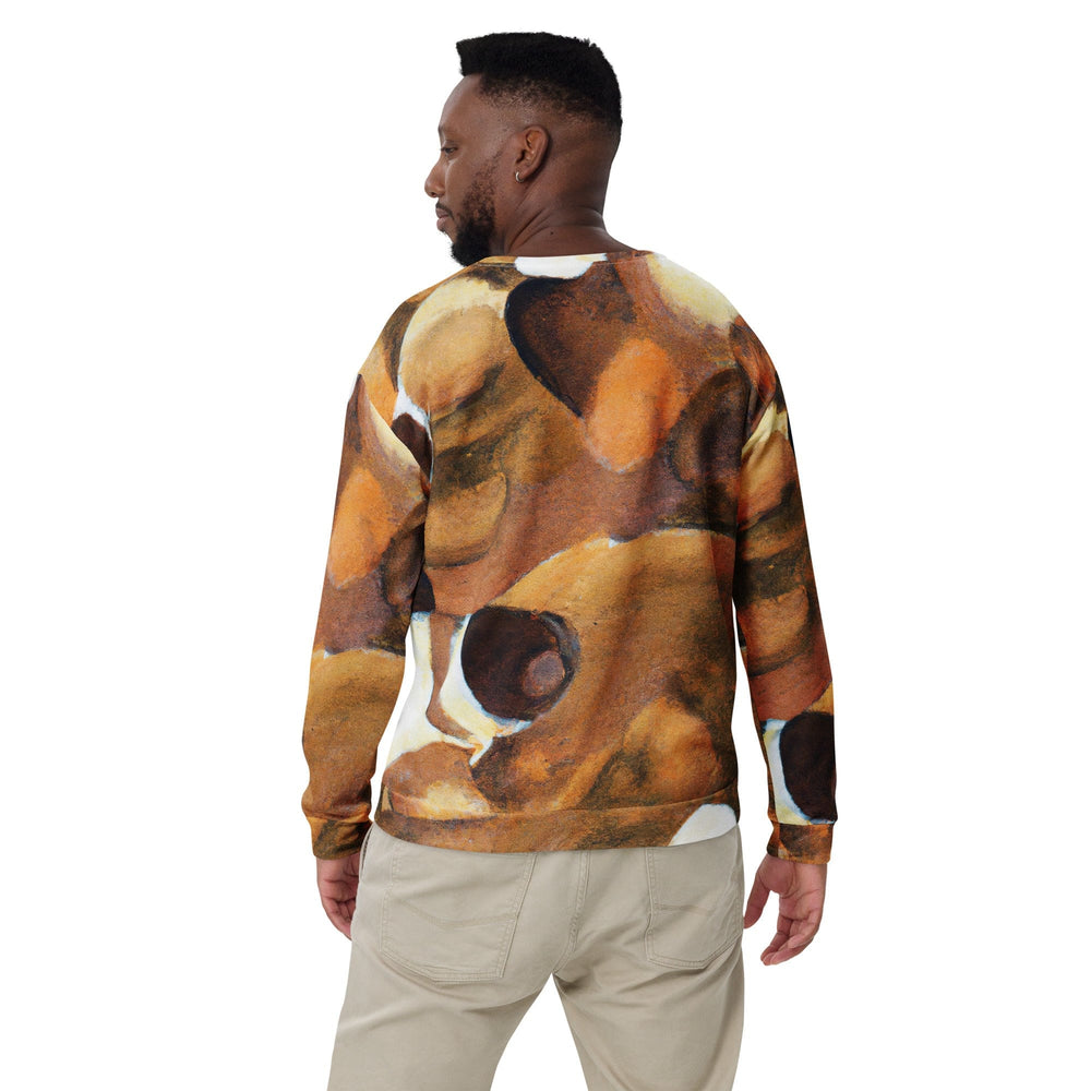 Graphic Sweatshirt for Men Brown White Stone Pattern - Mens | Sweatshirts | AOP