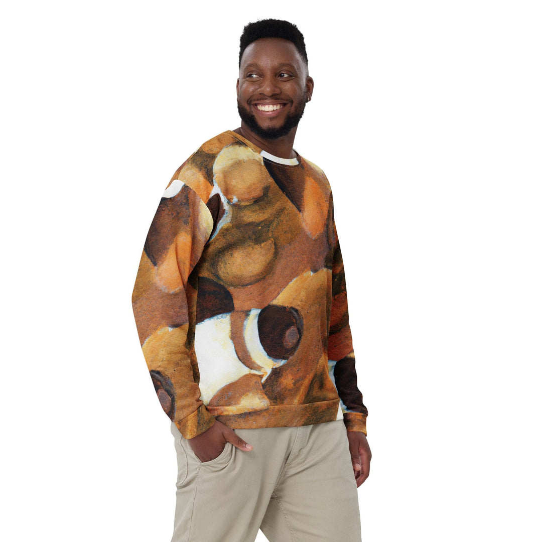 Graphic Sweatshirt for Men Brown White Stone Pattern - Mens | Sweatshirts | AOP