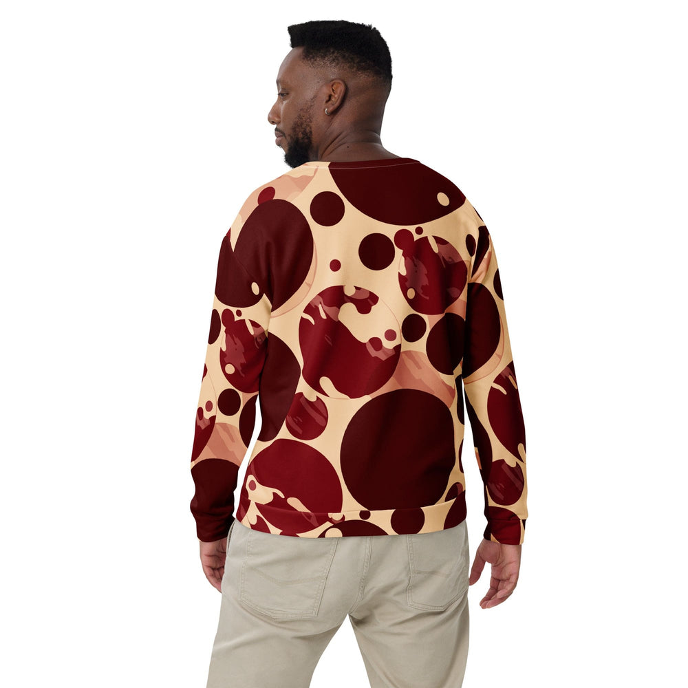 Graphic Sweatshirt for Men Burgundy Beige Circular Print - Mens | Sweatshirts